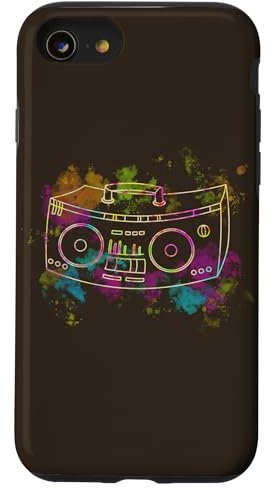 Hülle für iPhone SE (2020) / 7 / 8 70er 80er 90er Y2K Ghetto Blaster Bunte Boom Box