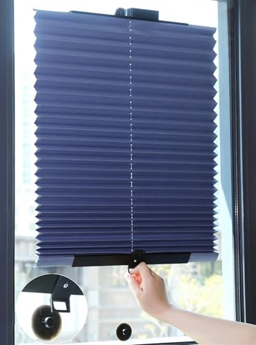YSPZDQ Plissee mit Saugnäpfen, Verdunklungsrollo Ohne Bohren, Fenster Verdunkelung Saugnapf, Auto Sonnenschutz für Küche, Wohnzimmer, Dachfenster, Anti-uv(65cm x 140cm)