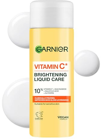 Garnier Vitamin C Brightening Liquid Care Toner with 10% Glycerin + Niacinamide + Vitamin C + Salicylic acid - Dermatologically tested, Vegan Formula, Cruelty-Free approved - 120ML