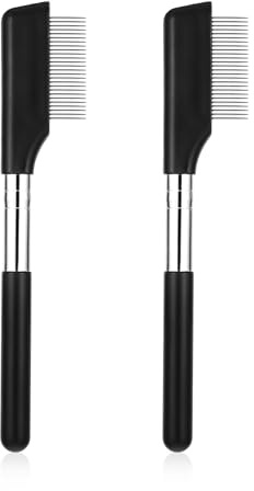 Giantree 2Pcs Eyelash Comb, Eyelash Comb Separator Metal Eyelash Brush, Lash Comb Grooming Brushes Eyebrow Comb, Cosmetic Eyelashes Separator Curler Metal Teeth Eye Makeup Brush Tool for Women