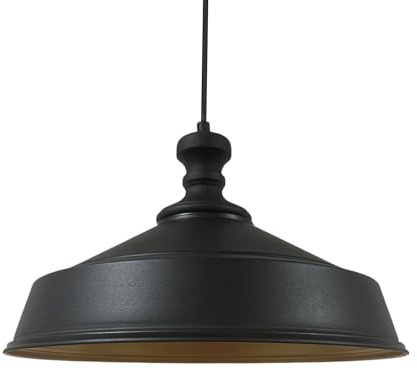 bamyum Asletl-Knob Hängelampe Industrial Vintage Ø40 cm, Küchenlampe Hängend, Wohnzimmerlampe Pendelleuchte Esstich Schwarz Metall