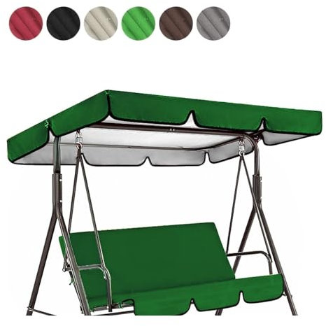 TYBEITAO 600D Hochwertiges,Silberbeschichtetes Oxford-Gewebe Hollywoodschaukeln Dachbezug Winddicht,Robust und Reißfest Dach Für Hollywoodschaukeln,Green-195 * 125 * 15cm
