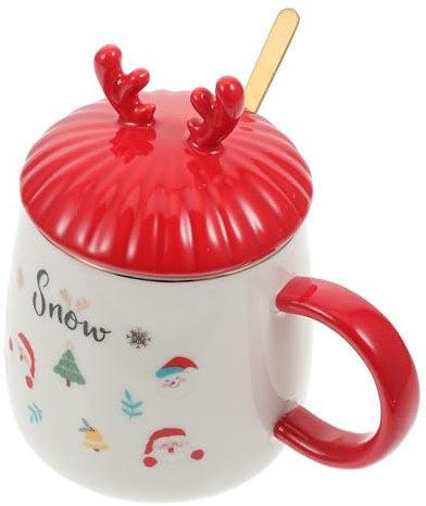 MAGICLULU Weihnachtsbecher Mit Deckel Und Löffel Keramik-milchbecher Für Wasser Kaffee Tee Und Andere Getränke Für Weihnachts Oder Winterpartys