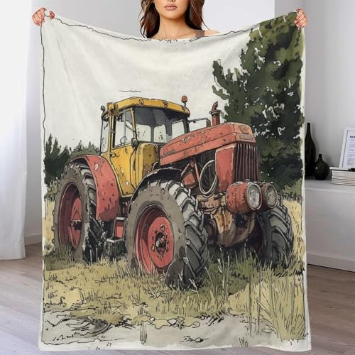 TBDUEPS Weiche, pelzige Decken mit Traktormotiv für Bett, Yogadecke für Frauen, personalisierte Weihnachts- und Geburtstagsgeschenke, 127 x 152 cm