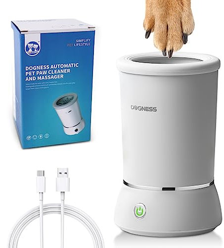 DOGNESS Automatisch Pfotenreiniger für Hunde, Elektrisch Hundepfoten Reiniger, USB Wiederaufladbar 360° Rundum Hunde Pfotenreiniger