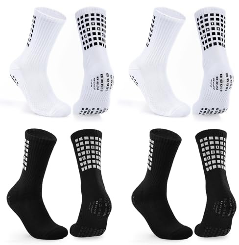 PERMANENTLY001 Halkfria Fotbollsstrumpor Herr Fotbollsstrumpor Dam Vadderade Träningsstrumpor Sportstrumpor Pilates Rugby Basket Yoga Tennis Cykling 36-43 2Svart2vit+ M 4P