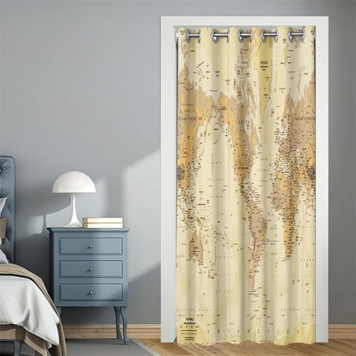 Surwin Tenda Oscurante da Interno per Porta con Occhielli, 3D Tenda a Pannello per Porta Finestra Divisorio Decorazioni per Portico, Camera da Letto, Soggiorno, Patio -Puzzle (Beige,120x200cm)