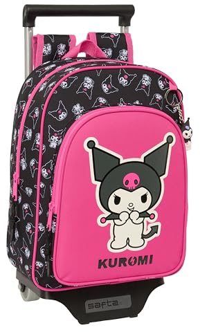 Safta KUROMI - Mochila Infantil con Carro 705, Ideal para Niños de Diferentes Edades, Cómoda y Versátil, Calidad y Resistencia, 26x11x34 cm