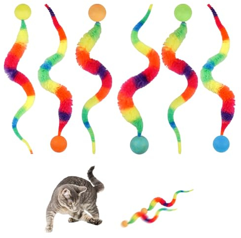 Orixo 6 stycken Wiggly Ball Wiggly Ball för katter, rolig kattboll
