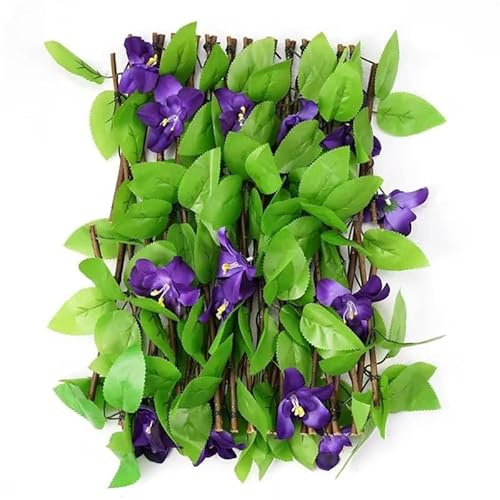 Tagtight Künstlicher Pflanzenwand Hecken Sichtschutz, Dekorative Pflanzen Simulationszaun für Garten, Blumen Wandbegrünung Balkon, Einziehbarer Sichtschutzzaun für Garten, 40cm Dekorativer Zaun