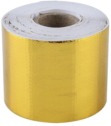 ANGGREK Golden Aluminum Foil Adhesive Heat Shield Tape Heat Resistant Insulation Retardant Sound Absorption with Strong Adhesion for Engine Firewall Fuel Cells Bulk Heads (Golden 10M*5Cm)