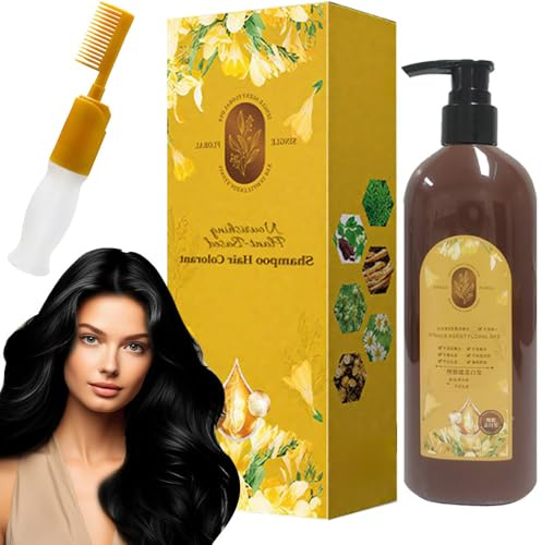 Nourishing Haarfarbe auf Pflanzenbasis Haartönung Braun, 2025 Neu Black Hair Dye Shampoo mit Nährenden Fruchtölen Nourishing Herbal Hair Dye (Schwarz)