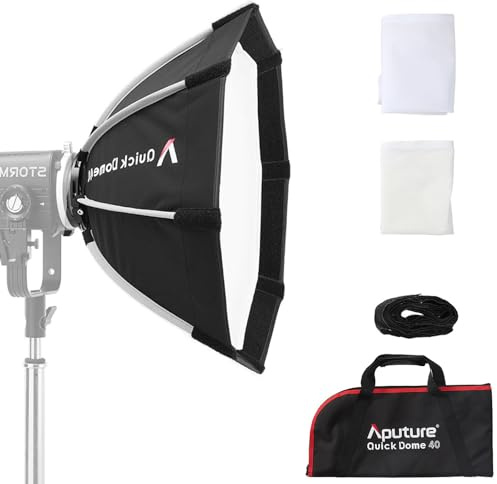 Aputure Quick Dome 40 ProLock Softbox - Softbox Octogonal Circular de 40cm (16 Pulgadas) con Sistema de Liberación Rápida de 8 Varillas, Diseñado Storm 80c y Otras Luces de Vídeo LED