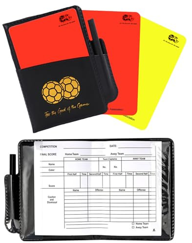 Soccer Referee Cards, Soccer Red and Yellow Cards Set with Leather Wallet, Scorebook, Pencil for School, Soccer Games, Party