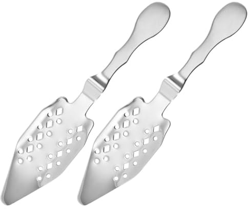 Housoutil Cuchara para Absenta de Acero Inoxidable 304, Tamaño Estándar, Cucharilla Hueca para Azúcar en Cubos, Accesorio para Barra Doméstica, Uso en Preparación de Absenta, Pack de 2
