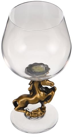 TOYANDONA Copa de vino con tallo de caballo vintage de 100 ml, recipiente de metal de bronce antiguo, taza de vino pequeña decorativa para fiestas y mesa de comedor