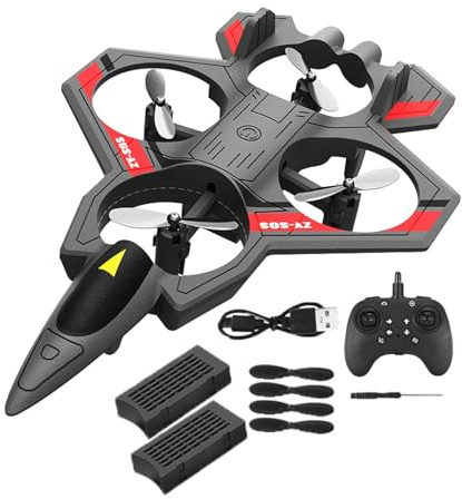 Chosertory Avion Télécommandé Avion Télécommandé Chasseur RC Planeur Léger Résistant En PP-EVA Fonction 360 Convient Garçons Adultes Débutants Vol Ex, Double Batterie Noire