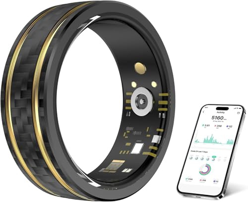 XUZIE Smart Ring Sleep Tracker Monitoraggio dell'ossigeno nel sangue, contatore delle dita, cardiofrequenzimetro, anello di pressione sanguigna, monitoraggio del sonno, impermeabile, per sport