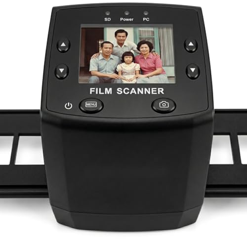 Film Scanner High Resolution Slide Viewer, Convert 35mm/135, 110, 126KPK & Super 8 Films to Digital JPEG, Stand-Alone with 2.4 Color LCD Screen, No Computer Required