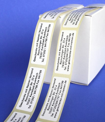 ADRESS-AUFKLEBER mit Wunschtext | mit blauer Schrift, 300 Stück | Namens-Aufkleber, individuell, ca. 51 x 19 mm, für 1 bis 5 Zeilen Text