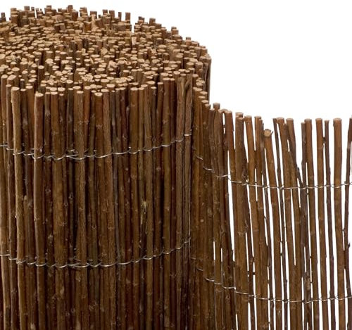 NOOR Weidematte Deluxe 1,00 x 3,00m I Natürliche Weidesichtschutzmatte mit verwobenem, verzinktem Draht für hohe Stabilität I Terrassen- und Balkon-Windschutz