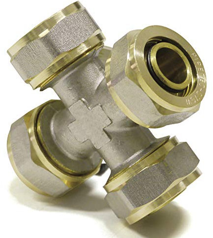 Pipetec Schraubfitting, Schraub-Kreuzung 20x2, SFKR20, DVGW, Schraubfitting, Kreuzung 20 x 2