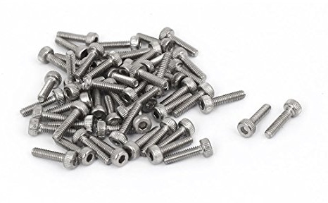 sourcing map 55 Stück Zylinderschrauben M2 x 8mm 0.4mm Pitch 304Edelstahl | Innensechskant Kappe Schraube DIN912