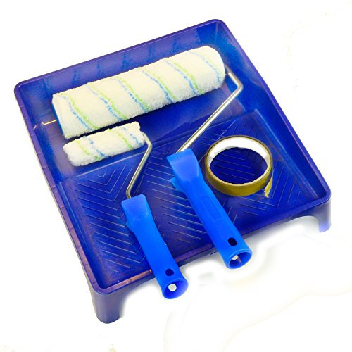 ROTIX Set Farbroller + Lackierroller + Farbwanne für Wasserlack, Lasur und Wandfarbe für glatte Oberflächen (25 cm)