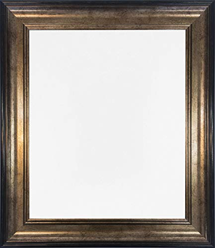 FRAMES BY POST Scandi Vintage Black & Gold Picture Photo Frame A2 (Plastic Glass)