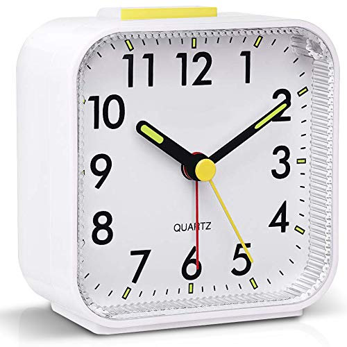 Tisaika Silent Alarm Clocks Bedside Non Ticking Battery Powered Table Clocks Luminous Large Display Snooze Light Function for Bedroom Office