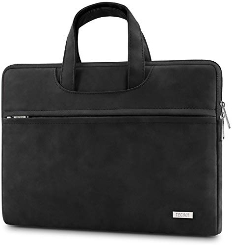 TECOOL 13,3-14 tums Laptop Fodral Skyddsfodral med Handtag, Läderportfölj Vattentät Väska för Macbook Air 13/Pro 13 14, 13,5 Surface Laptop, Huawei MateBook D 13 14, Dell/Asus/Lenovo/Hp - Svart