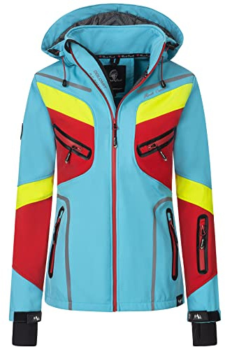 Rock Creek Damen Softshell Jacke Windbreaker Regenjacke Übergangsjacke Softshelljacke Damenjacke Regenmantel Outdoorjacke Kapuze D-465 Türkis XS
