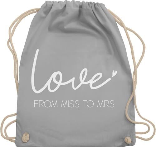 Turnbeutel Rucksack - JGA Junggesellenabschied Frauen - From Miss to Mrs I Braut Flitterwochen Verlobung - Unisize - Hellgrau - braut-rucksack brauttaschen bachelorette party love stoffbeutel