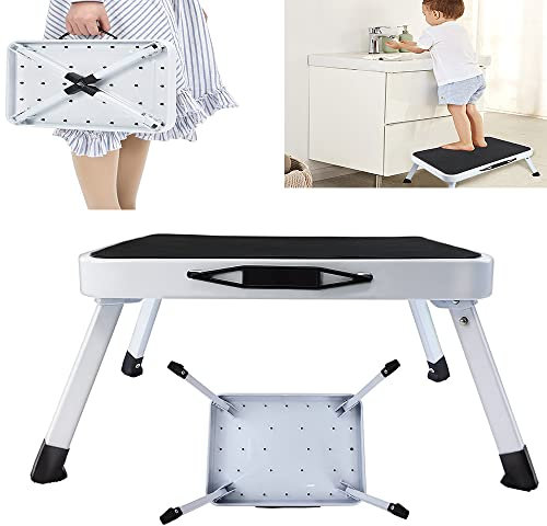 Small Step Stool Folding Step Ladder for Adults,Heavy Duty Caravan Steps with Wide Surface Non-slip Rubber Mat for Outdoor/Camping/Garden,Foldable Step up Max Weight 330lbs