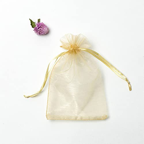 50 Stück Organza-Beutel, Schmuckverpackung, Geschenk, Süßigkeiten, Hochzeit, Party, Goodie-Verpackung, Gefälligkeitsbeutel, ausziehbare Beutel, Geschenkbeutel für Süßigkeiten, 50 Stück, Gold, 5 x 7 cm