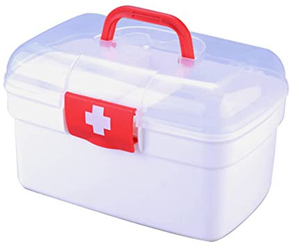 Caja médica para botiquín casero, doble capa, caja de almacenamiento médico, caja de primeros auxilios con asas, botiquín para el hogar, multicapa, recipiente de medicina, 245 x 160 x 145 mm