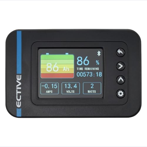 ECTIVE BM X 500A Batteriemonitor mit Bluetooth & App, Batterieüberwachung | 12V/24V mit 500 A Shunt, LCD‑Display, Restlaufzeit & Ladezustand für Wohnmobil, Camper, Boot & Offgrid, Digitales Farbdisplay