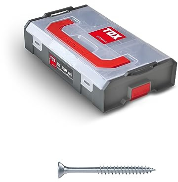 TOX L-BOXX Mini Spanplattenschrauben 4,5 + 5 mm Sortiment TX, individuell anpassbar, stapel- & untereinander verklickbar, inklusive Holzschrauben mit TX Antrieb, 260 tlg., 094903208
