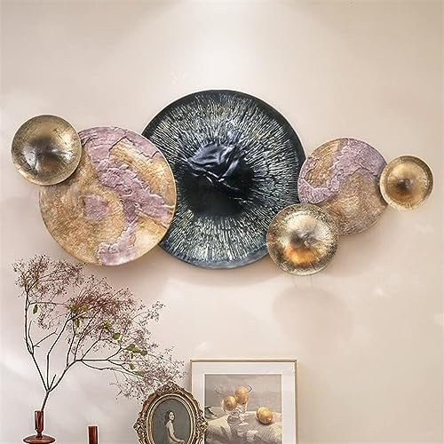 ALKANI Metall-Wanddekoration 3D Deluxe Metall Wanddekoration Moderner europäischer Stil Schmiedeeisen Wandrelief Großer Vintage Wandbehang für Wohnzimmer Hotel Sofa Hintergrund Wanddekorationen