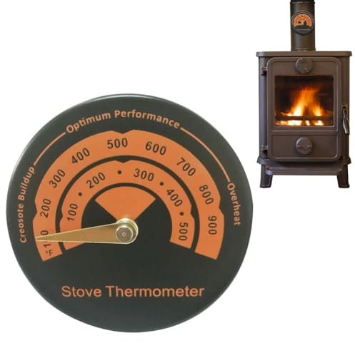 Magnetic Stove Thermometer - Wood Stove Thermometer, Magnetic Log Burner & Stove Thermometer, Stove Pipe Thermometer with Big Dial, Chimney Oven Temperature Meter, Fireplace Temperature Monitor Gauge