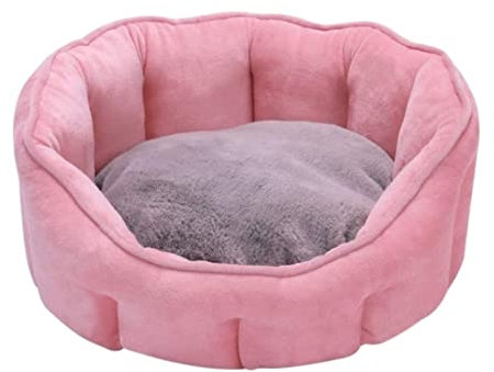 HALAHAI Hundebett Katzenbett Hundebettwäsche, Haustierbett, Hund, Katze, Weich, Welpensofa, Donut-Nest, Bettkissen, Rund, Warm, Kuschelhütte Hundekorb Hundesofa (Color : Pink, Size : 46 * 46 * 23cm)