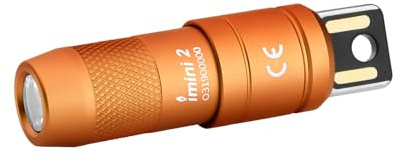 OLIGHT I Mini 2 Mini Torcia Portachiavi a LED con Base Magnetica, Ricarica USB-A, Grado IPX6 e 21 Metri, Torcia Portachiavi Compatta per Picnic, Riparazioni ed Emergenze (Arancione)
