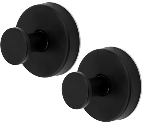 PEUTIER 2pcs Vacuum Suction Cup Hooks, Premium Stainless Steel Suction Cup Hanger Shower Hooks Suction Cup Bathroom Towel Coat Hook Suitable for Wall Glass Mirror Smooth Surface(Black)