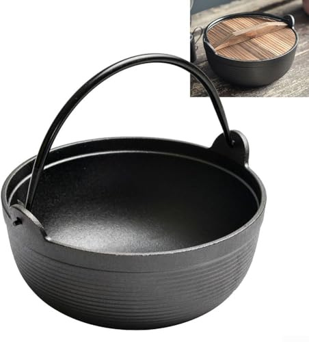 Outdoor Stove Cooking Pot (with Lid), Dutch Oven Cast Iron Camping Cookware, 21 * 21 * 9, for Thermometer, for Camping, Cooking Baking