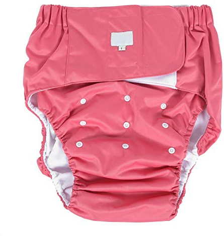 Vuxen blöjöverdrag, återanvändbart inkontinensblöjor för äldre underkläder med ren bomull Justerbart tvättbart för unisex äldre (705 rose red)
