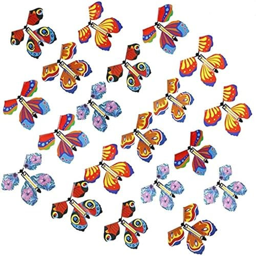 SIBOMTEX 20 Pieces Magic Fay Flying Rubber Band Powered Wind up Toy for Surprise or Party Playing and New Year (Classic Style)