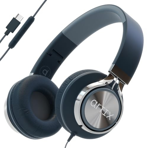 ARTIX CL750 USB C Wired Headphones with Mic and Volume Control Noise Isolating Computer On-Ear Headphones with Wire, Plug In Headset for Laptop, Corded Headphone (USB C) for iPhone 15-17