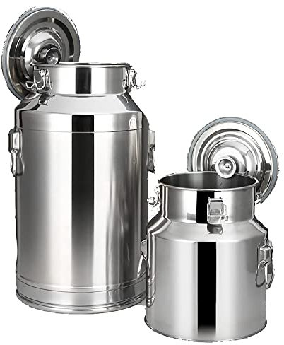 Lechera de acero inoxidable hermética de 18 L con asa de transporte y tapa sellada