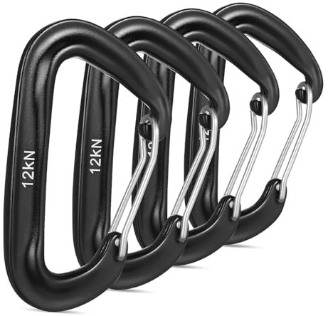 BESPORTBLE 4 Stück D-Ring Karabiner Aus Stahl 12kn Mit Schnappverschluss Robuste Schlüsselanhängerclips Für Camping Wandern Klettern Outdoor