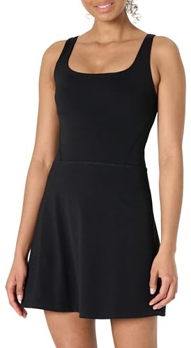 Amazon Essentials Damen Sportliches Anschmiegsames FormFlex-Tenniskleid, Lang, Schwarz, XXL